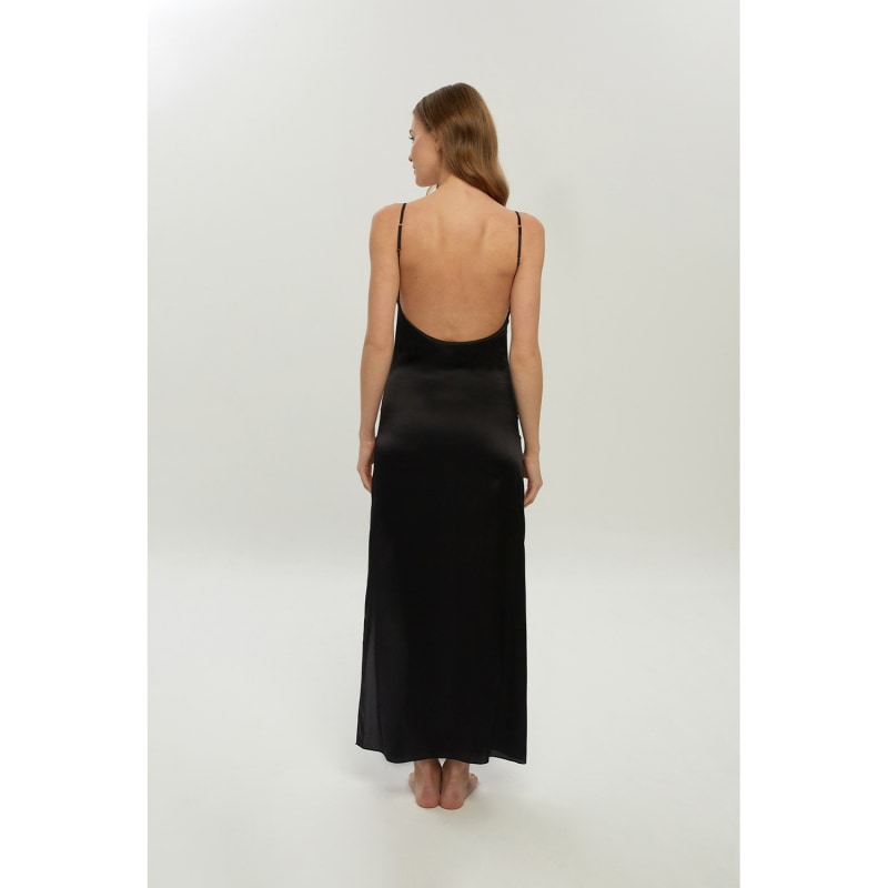 Thumbnail of Luna Black Silk Maxi Slip Dress image