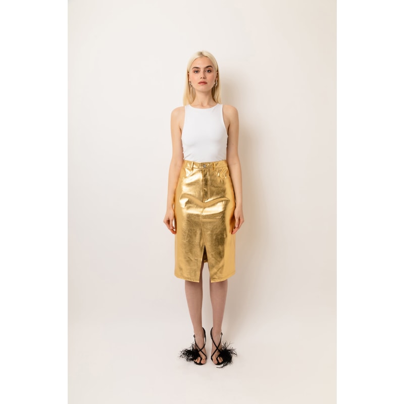 Gold metallic skirt near me cheap