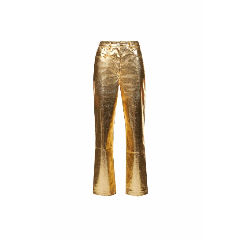 Gold metallic trousers new arrivals