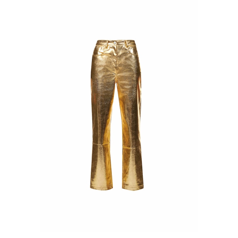 Lupe Gold Textured Metallic Trousers | AMY LYNN | Wolf & Badger