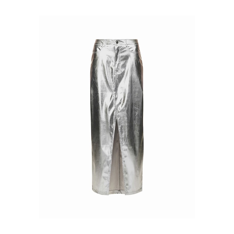 Silver metallic maxi skirt outlet