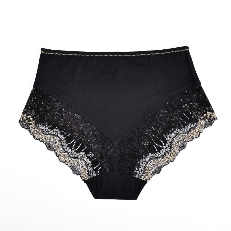 Organic Cotton High Waisted Knickers in Black