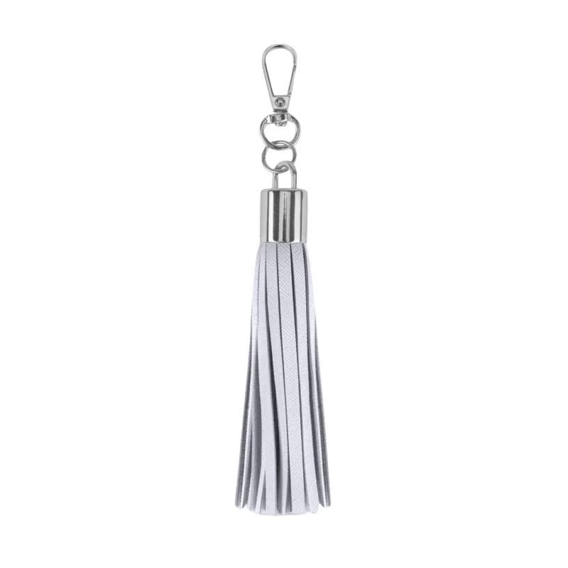 Luxe Vegan Leather Tassel Keyring - Silver | Johnny Loves Rosie