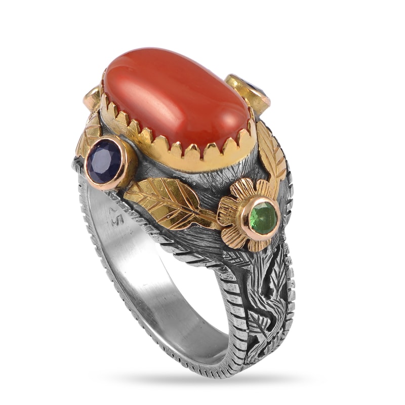 Thumbnail of Leah Coral Sapphire Tsavorite Ring image