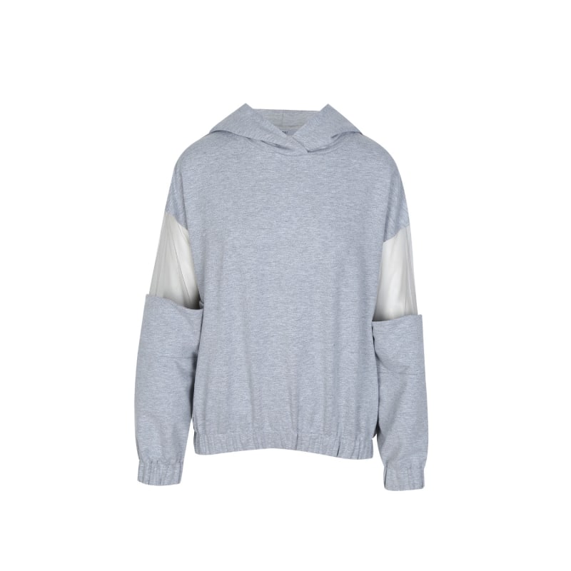 HOODED TULLE SWEATSHIRT , WEAR / S0571N-