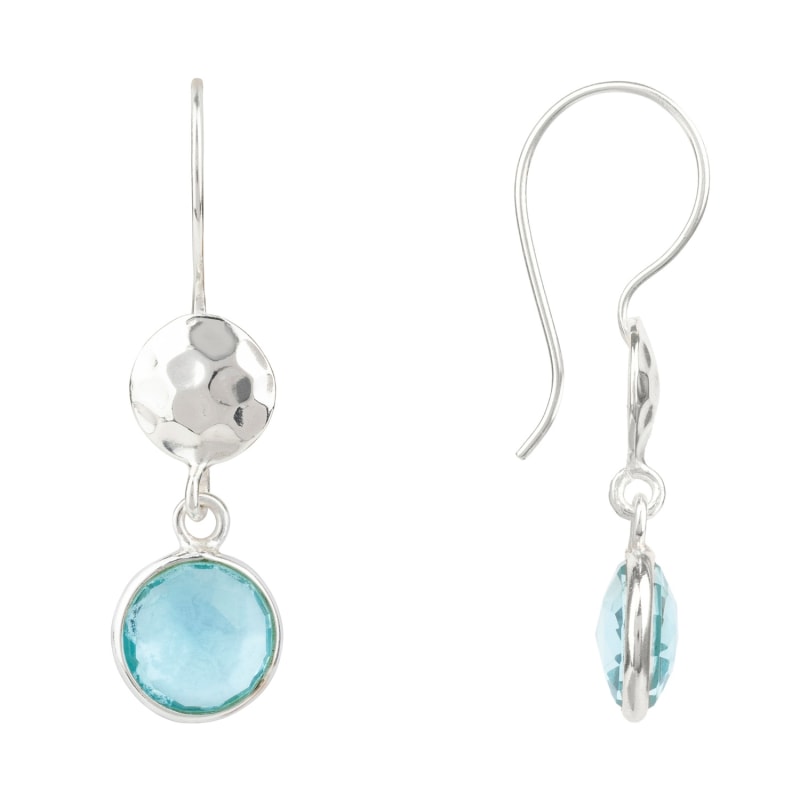 Thumbnail of Circle & Hammer Earrings Silver Blue Topaz image