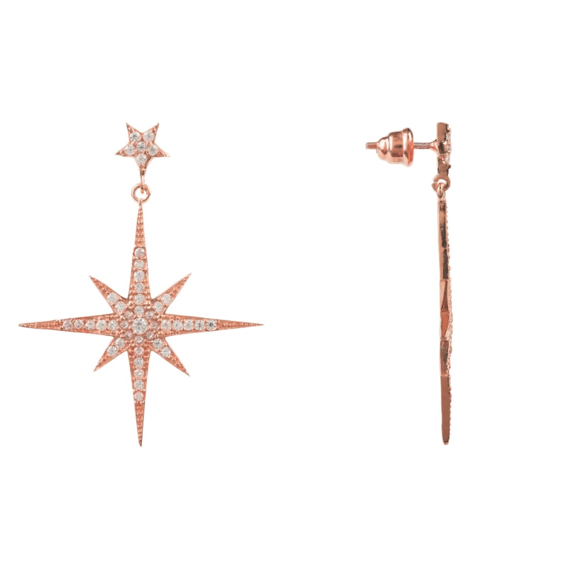 Thumbnail of Large Star Burst Drop Earring Rosegold image