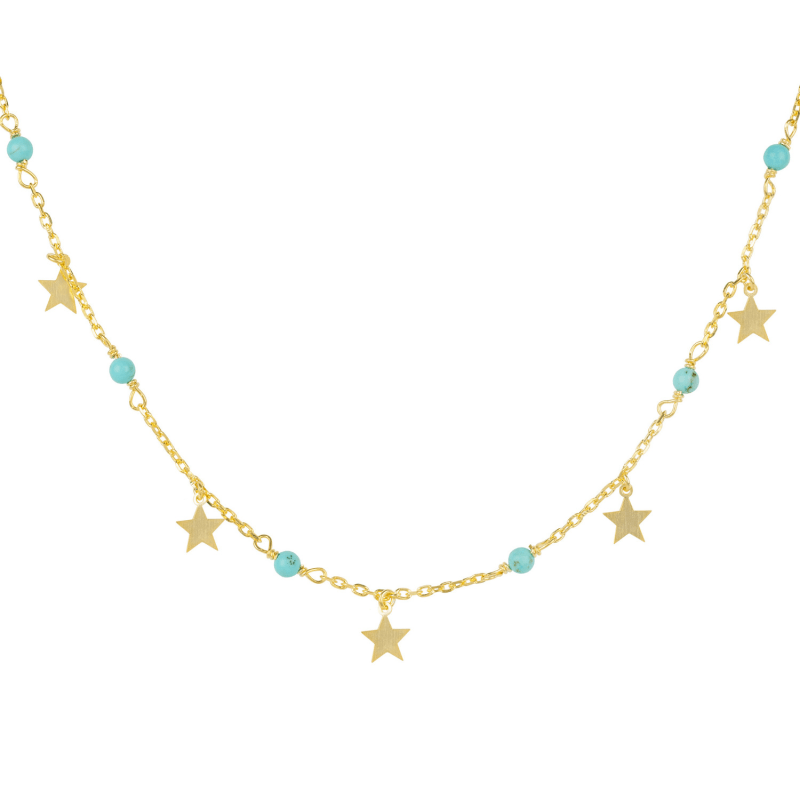 Thumbnail of Turquoise Star Choker Necklace Gold image