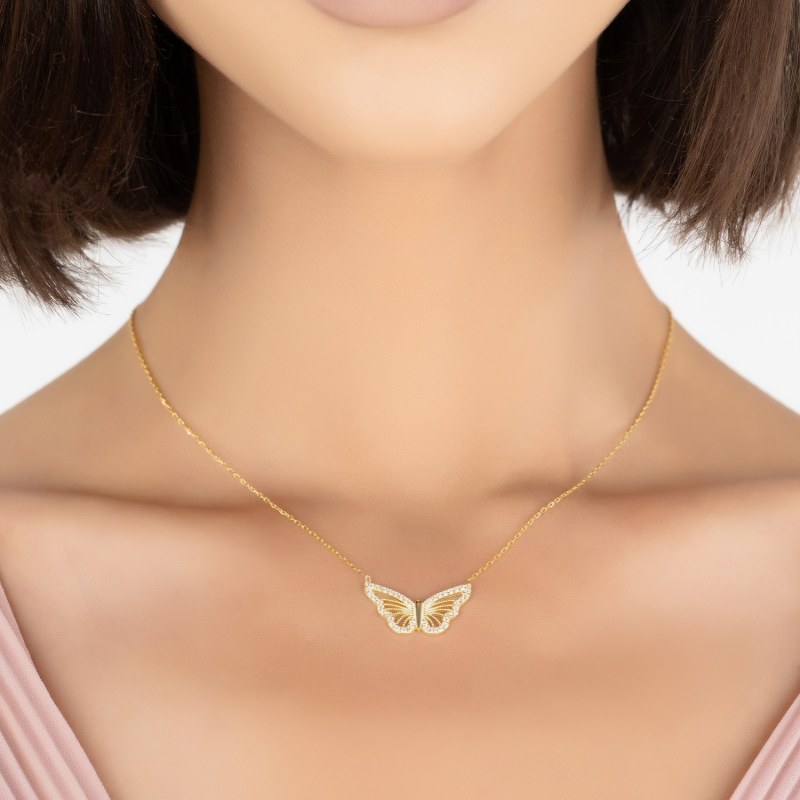 Filigree Butterfly Necklace Gold LATELITA Wolf Badger