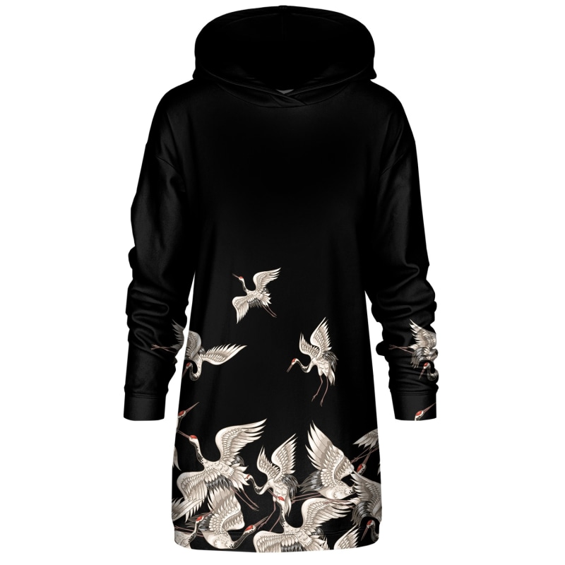 Thumbnail of Black Cranes Hoodie Oversize Dress image