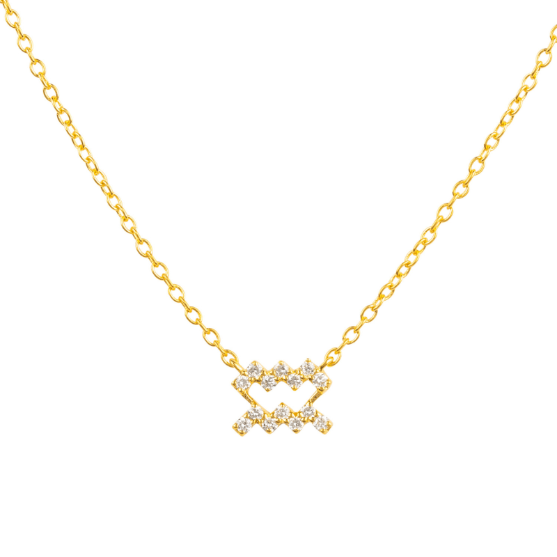 Thumbnail of Diamond Zodiac Necklace Gold Aquarius image