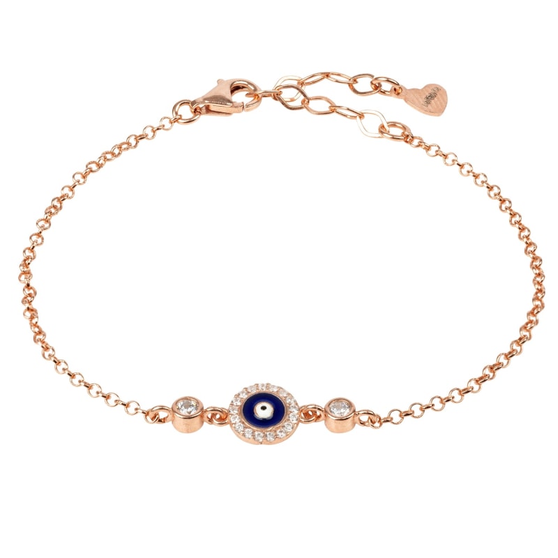 Thumbnail of Evil Eye Enamel Dark Blue Bracelet - Rose Gold image