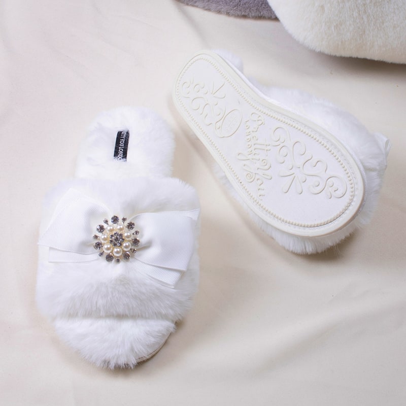 Thumbnail of Anya Slider Slipper With Diamante In Cream image