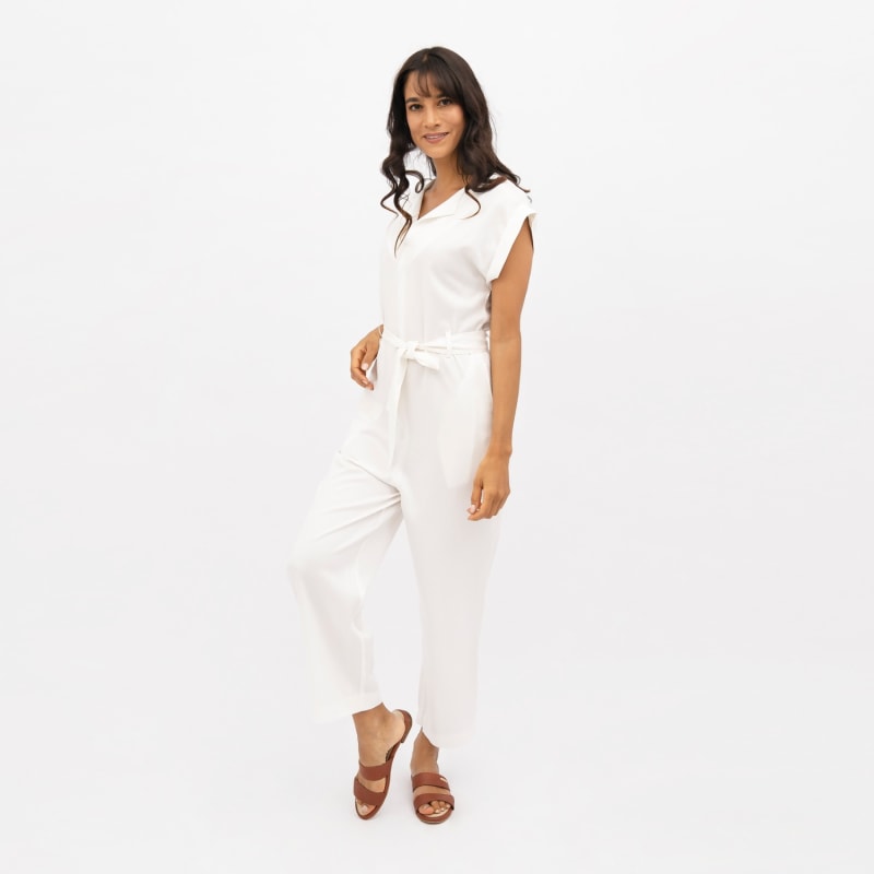 Thumbnail of Dakar Tencel Straight Leg Jumpsuit In Porcelain White image