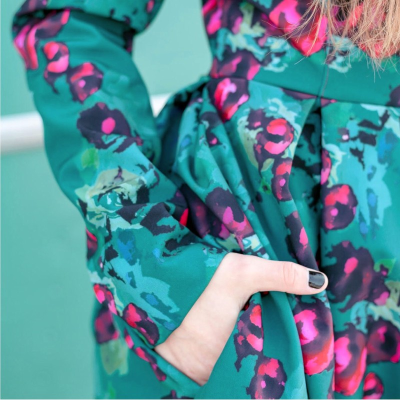 Thumbnail of Emerald Green Waterproof Coat With Roses: Rosalie image