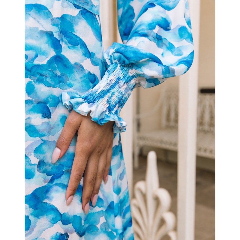 Thumbnail of The Lucy Long Sleeve Midi Dress In Blue Sky image