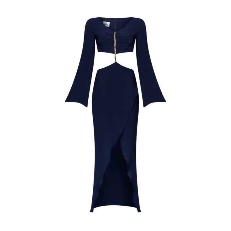 Midnight blue maxi dress sales
