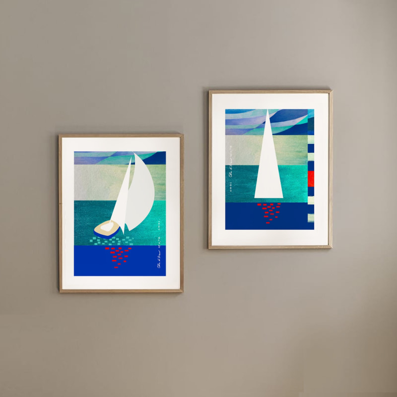 Thumbnail of South Of France Sailboats On The Sea Abstract Art Print image