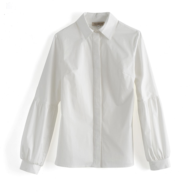 Thumbnail of Ella White Cotton Shirt With Puffy Sleeves image