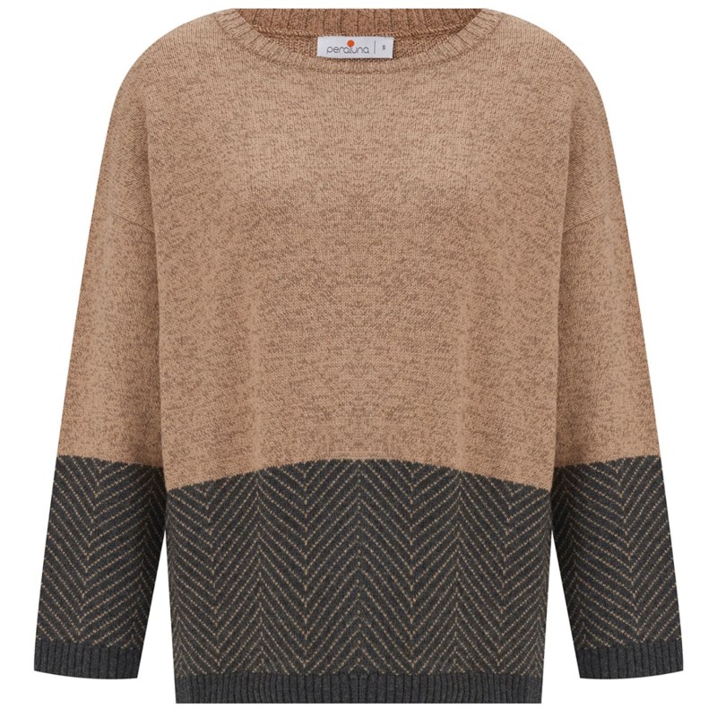 Thumbnail of Mabel Pullover Jacquard Pattern Knit Jumper In - Pale Taupe image