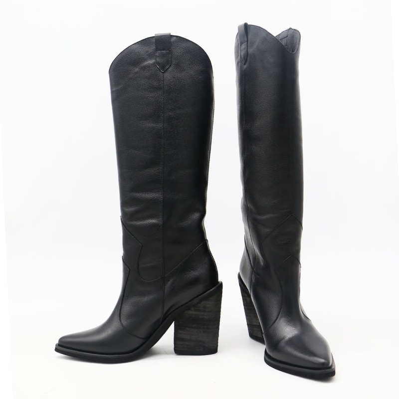 Macao Western Cowboy Boots In Black Leather | STIVALI NEW YORK | Wolf ...