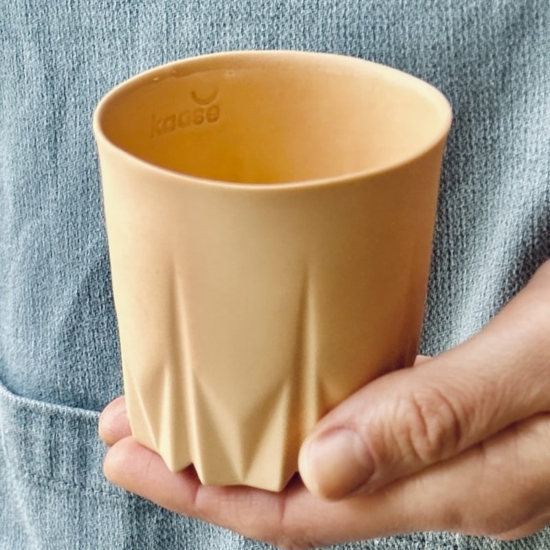 Coffee Wolf Cup-Crystal-Orange Porcelain Kaase | Macaron Badger Handmade Atelier | & Fine