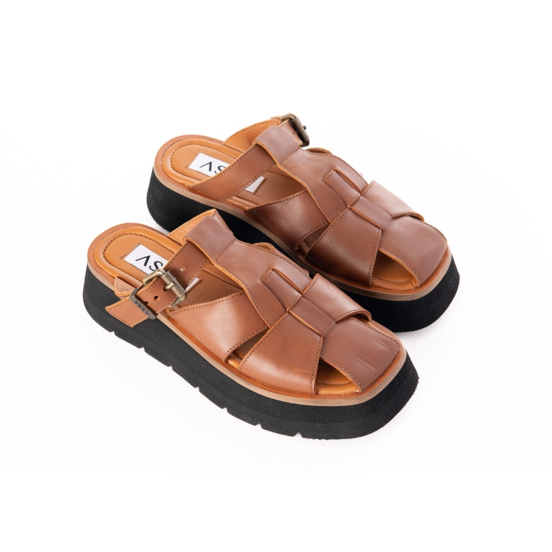 Thumbnail of Mace - Tan Leather Backless Sandal image