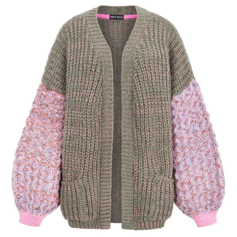 Madison Oversized Balloon Sleeve Knit Cardigan - Khaki Madison Oversized Balloon Sleeve Knit Cardigan - Khaki