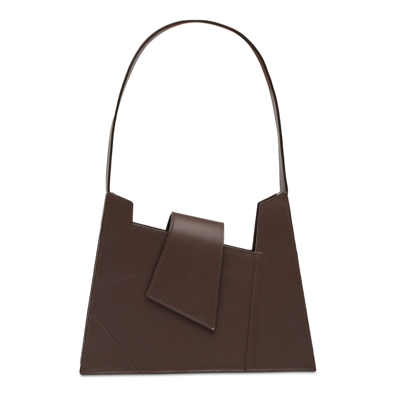 Thumbnail of "Asymmetrical Shape Shoulder Bag, Brown" image