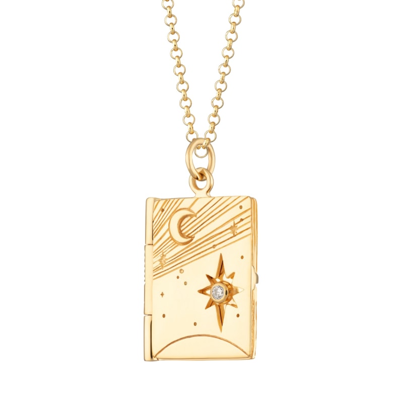 Thumbnail of Gold Plated Celestial Locket Necklace image