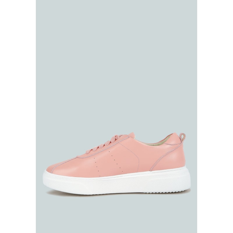 Thumbnail of Magull Solid Lace Up Leather Sneakers In Pink image