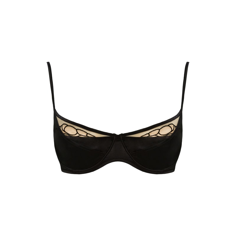 Thumbnail of Maia Black Silk Embroidered Balconette Bra image