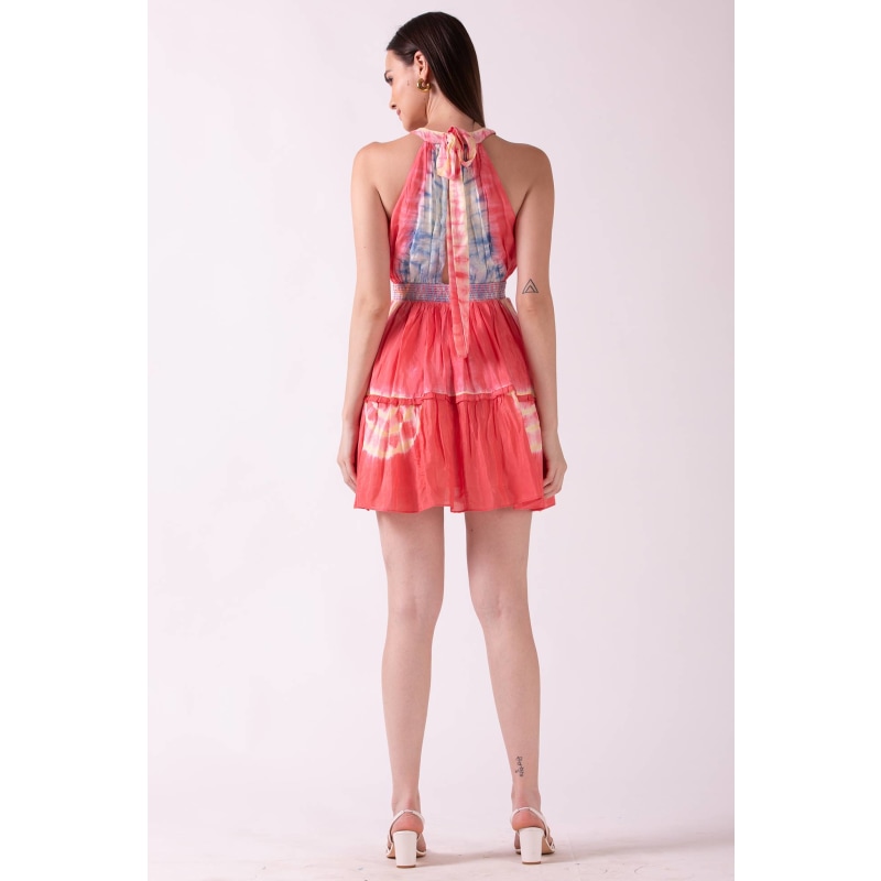 Thumbnail of Maisa - Pink & Blue Tie Dye Halter Mini Dress image