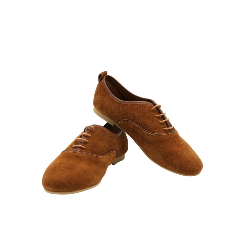 Thumbnail of Maku Oxford Flats In Tan Caramel Suede image