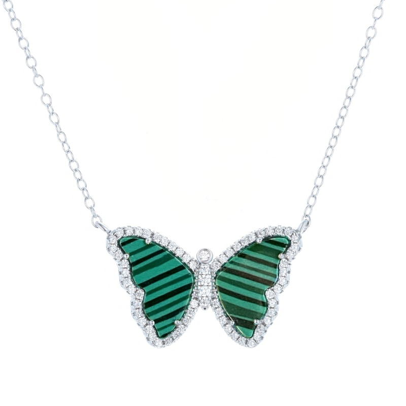 Thumbnail of Malachite Butterfly Necklace With Crystals image