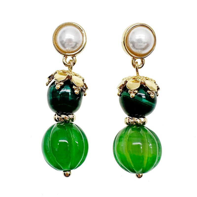 Thumbnail of Green Gemstone Adorable Dangle Earrings image