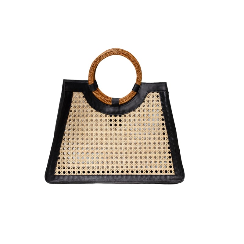 Malibu Cane Tote With Top Handle Black Jelavu Wolf Badger