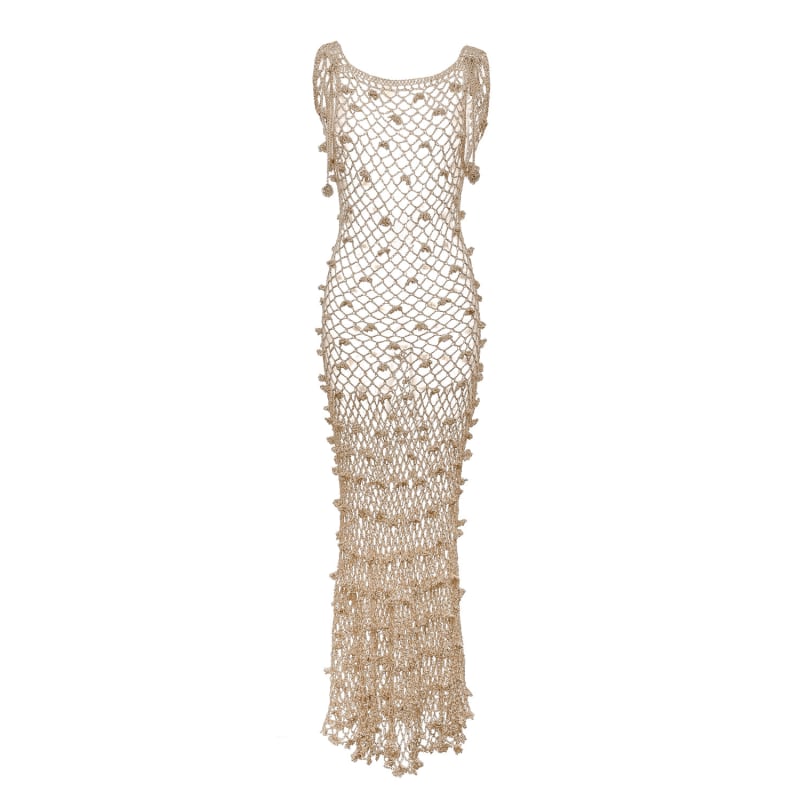 Metallic crochet dress top