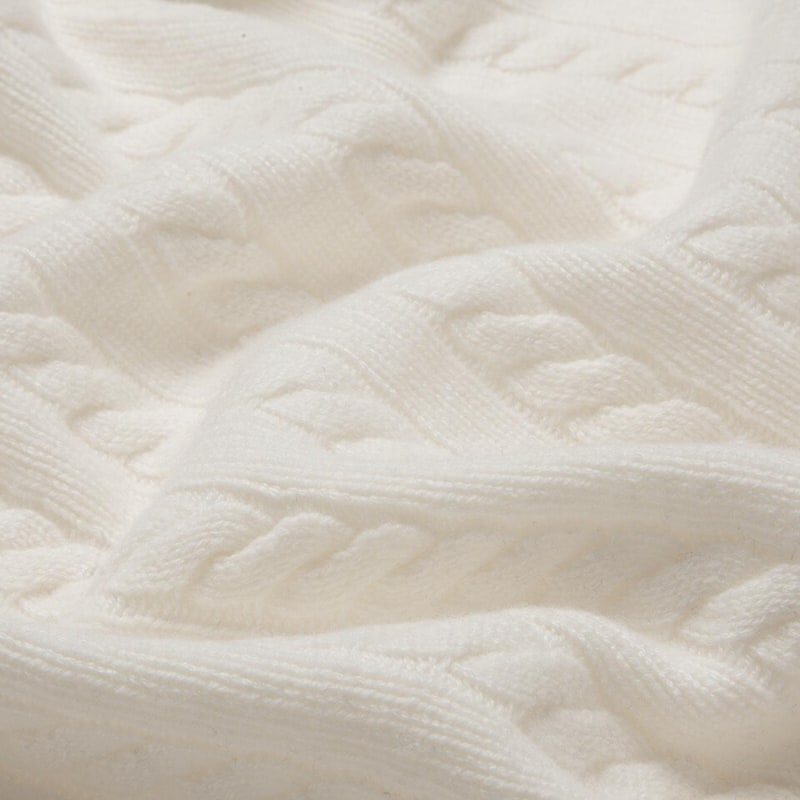 Thumbnail of The Cable Knit Cashmere Maxi Blanket — Silky Cream image