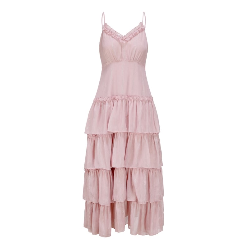 Pink Flirty Elegance Ruffled Dress Pink Flirty Elegance Ruffled Dress