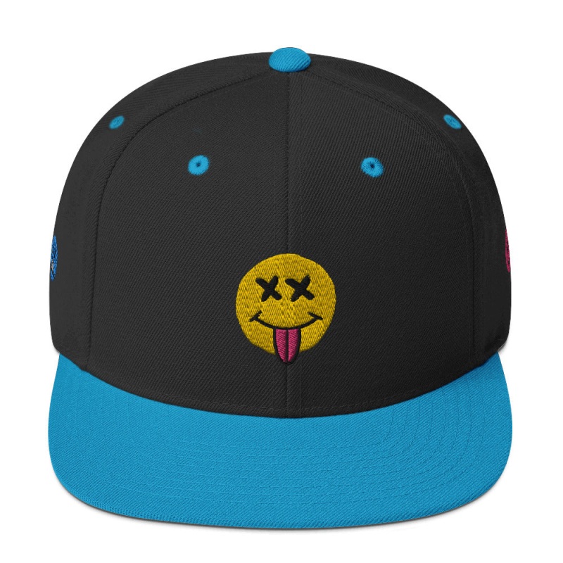 Many Moods Smiley Snapback Hat Blue Formula S7 Wolf Badger