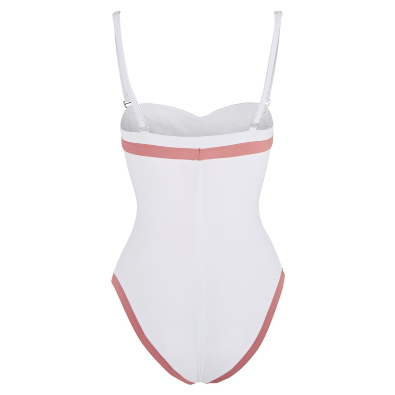 Thumbnail of Marceline One Piece Swimsuit In White With Dusky Pink Binding And Panels image