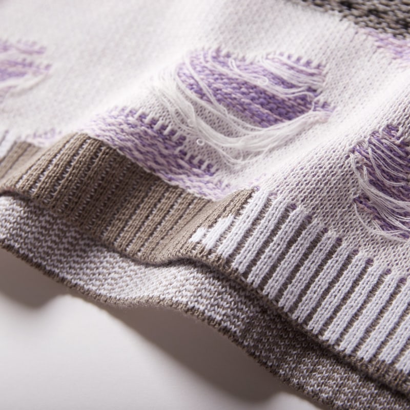 Fully Fashioning Margo Inlay Knit Jumper Sweater - Purple Multi | Fully ...