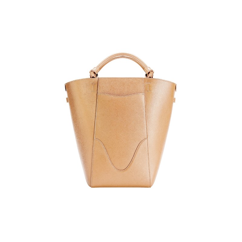 Marina Leather Bucket Bag Camel Light Pink Bucket Bag by OLEADA
