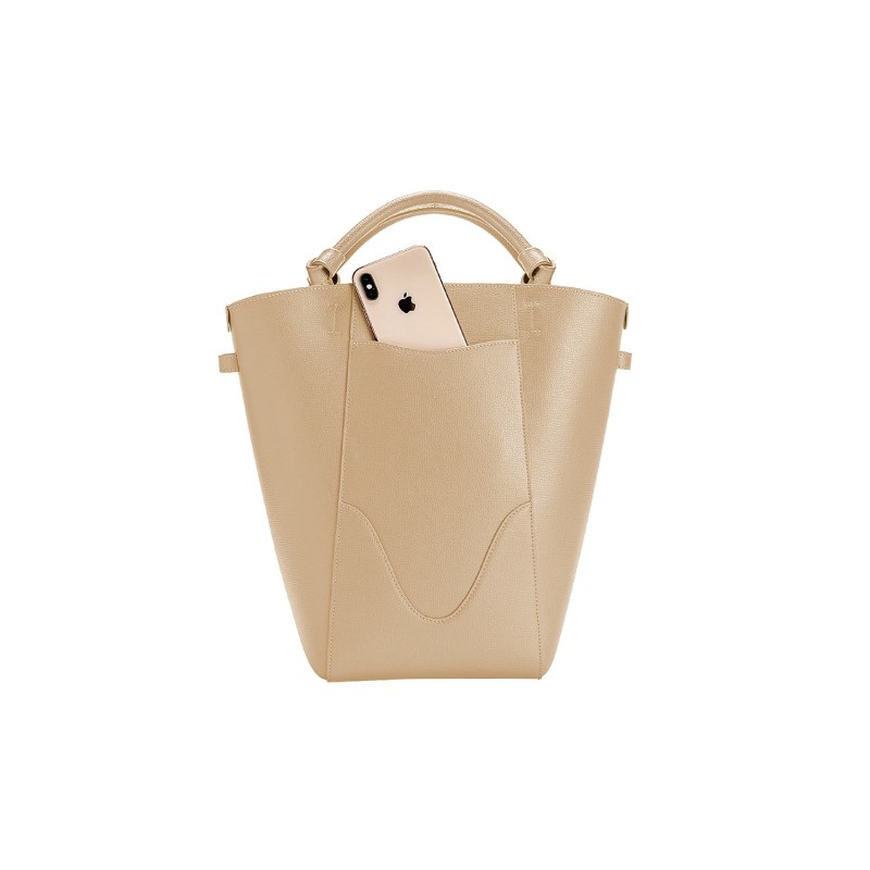 Thumbnail of Marina Leather Bucket Bag Champagne | Beige Bucket Bag image