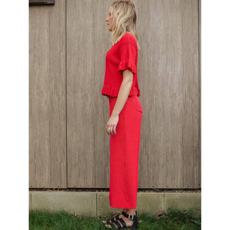Thumbnail of Marlow Ruffle Co-Ord  Short Sleeve Cardigan - Red image