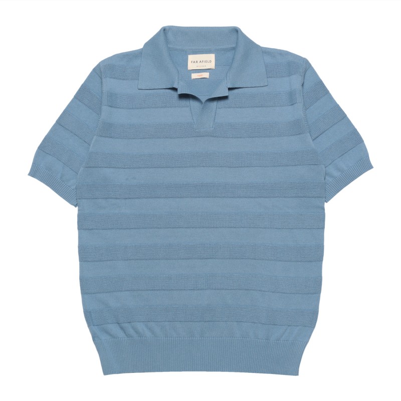 Thumbnail of Marsan Short Sleeve Polo - Allure Blue Raised Stripe image