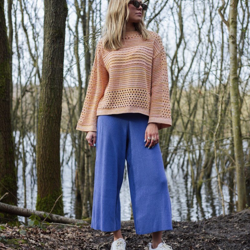 Thumbnail of Martha Wide Leg Co Ord Knitted Trousers - Blue image