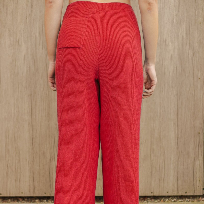 Thumbnail of Martha Wide Leg Knitted Trousers Co-Ord - Red image