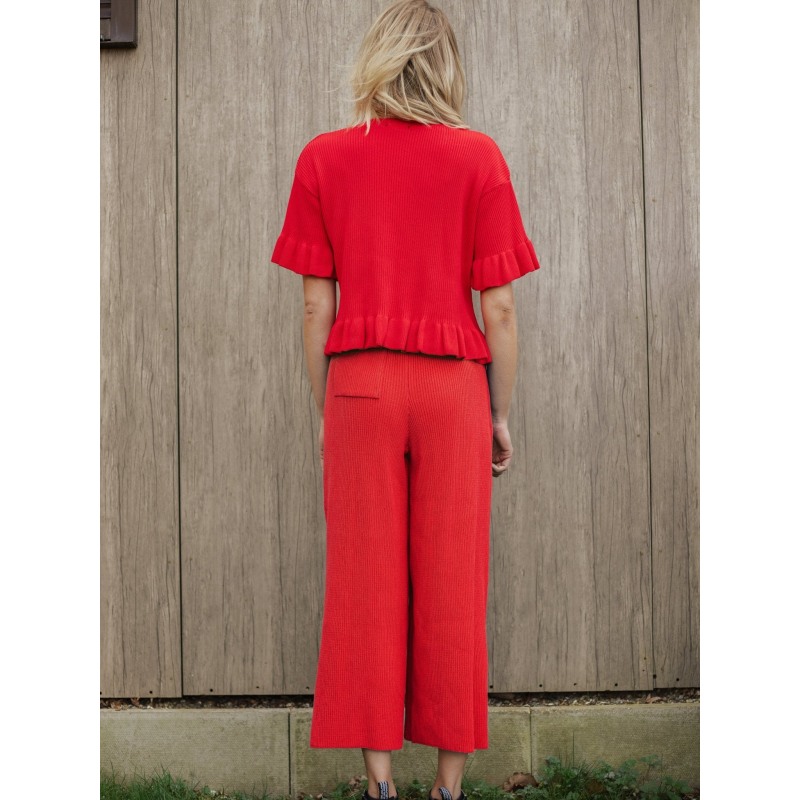 Thumbnail of Martha Wide Leg Knitted Trousers Co-Ord - Red image